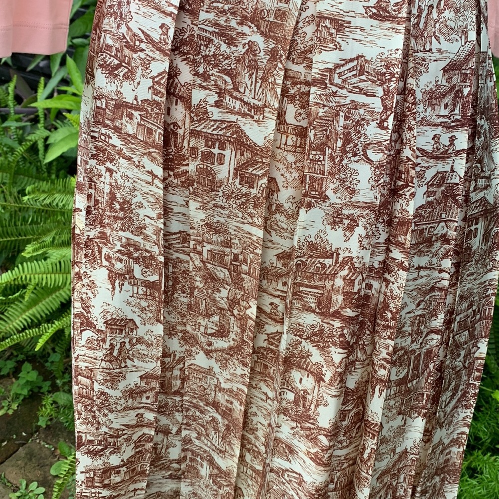 Vintage Silk Toile Box Pleat Handmade Skirt 6 - Picture 5 of 10